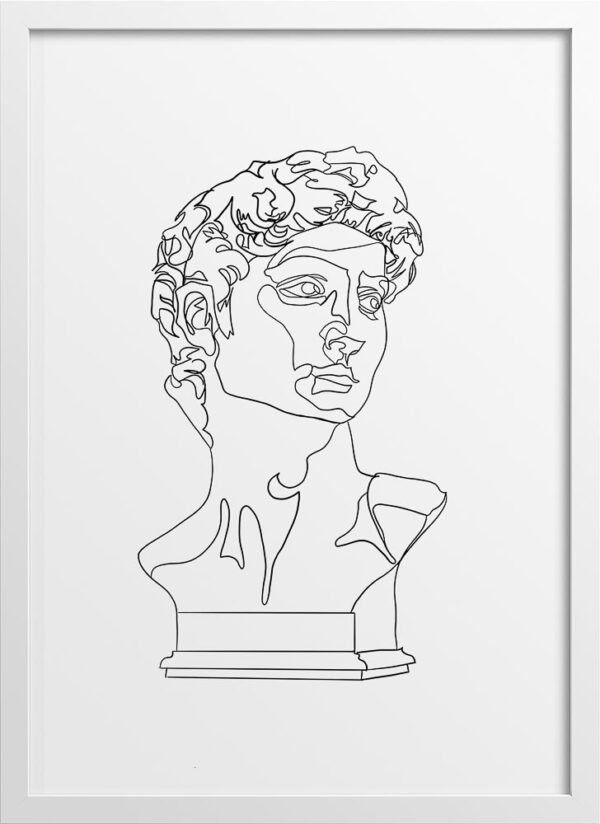 Illustration line drawing David statue head figure poster – LAFRIQUE ...